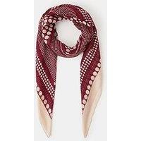 Accessorize Large Polka Dot Heart Satin Scarf - Red