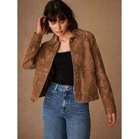 Mint Velvet Tan Suede Pocket Detail Jacket - Brown