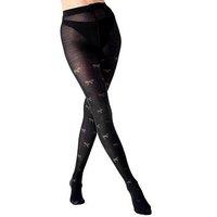 Pretty Polly Knit Bow Pattern Tights- Black