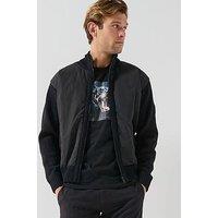 Boss Korado Hybrid Zip Through Knitted Jumper - Black