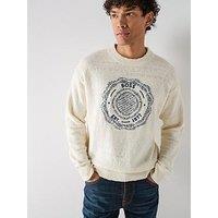 Boss Kerbert Emblem Logo Knitted Jumper - White