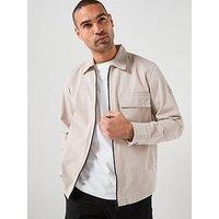 Boss Lorum_M Cotton Twill Zip Overshirt - Grey