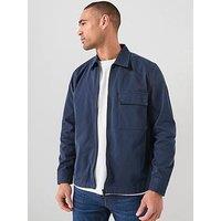 Boss Cotton Twill Zip Overshirt - Blue