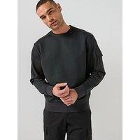 Boss Arm Pocket Crew Sweatshirt - Black