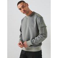 Boss Arm Pocket Crew Sweatshirt - Grey