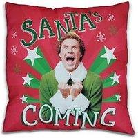 Elf Santa'S Coming Square Christmas Cushion 35X35Cm