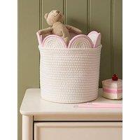 The Very Collection Pink Scallop Edge Cotton Rope Storage Basket