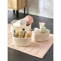The Very Collection Set Of 3 White Cotton Rope Storage Baskets