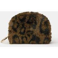 Accessorize Fluffy Leopard Coin Purse Charm - Brown