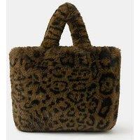 Accessorize Leopard Faux Fur Tote Bag - Brown