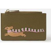 Accessorize Sausage Dog Embroidered Card Holder - Green