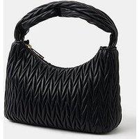 Accessorize Ruched Faux Leather Handbag - Black