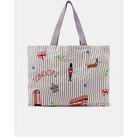 Accessorize London Stripe Shopper Bag - Blue