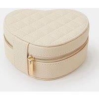 Accessorize Quilted Heart Travel Jewellery Box - Cream