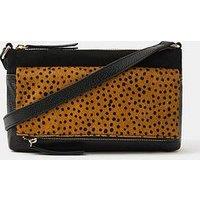 Accessorize Fold Over Zip Leather Crossbody Bag - Brown