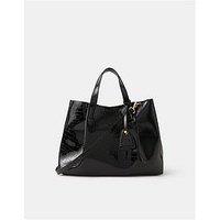 Accessorize Faux Croc Skin Patent Tote Bag - Black