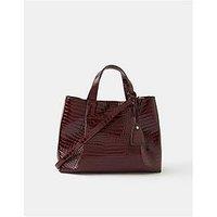 Accessorize Faux Croc Skin Patent Tote Bag - Red
