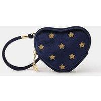 Accessorize Star Embroidered Heart Coin Purse - Navy
