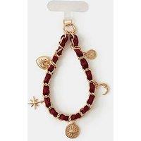 Accessorize Celestial Satin Chain Wrist Phone Strap - Red