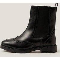 Monsoon Eli Brogue Ankle Boot - Black