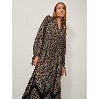 Monsoon Mabel Print Jersey Dress - Navy