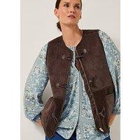 Monsoon Teri Borg Mix Gilet - Chocolate Brown