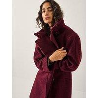 Monsoon Freya Boucle Coat - Burgundy