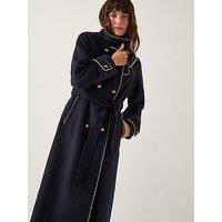 Monsoon Harriet Funnel Coat - Navy