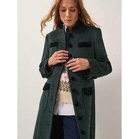 Monsoon Viv Velvet Trim Coat - Green