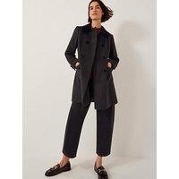 Monsoon Lottie Velvet Trim Coat - Black