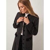 Monsoon Viv Velvet Trim Coat - Black