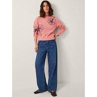 Monsoon Abi Floral Applique Jumper Pink - Pink