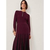 Monsoon Prue Pleat Dress - Berry