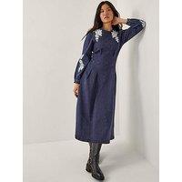 Monsoon Eileen Embroidered Dress - Indigo