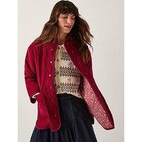 Monsoon Mandy Plain Cord Jkt - Burgundy - Blue