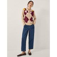 Monsoon Ami Argyle Cardigan - Natural