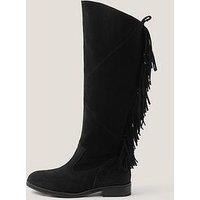 Monsoon Flo Fringe Suede Boot - Black