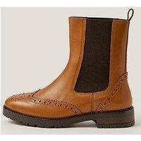 Monsoon Eli Brogue Ankle Boot - Tan Brown