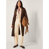 Monsoon Tove Suedette Trench - Chocolate