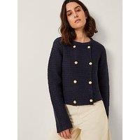Monsoon Skye Stitch Db Cardi - Navy