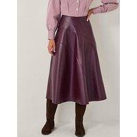 Monsoon Marnie Seam Pu Skirt - Burgundy