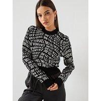 Versace Jeans Couture Liquify Logomania Knit Jumper - Black