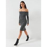 Guess Alisha Ribbed Dress - Grey