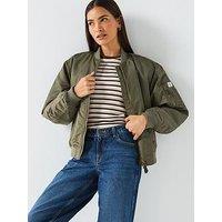 Guess Jeans Long Sleeve Bomber Jacket - Khaki