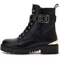 Guess Oranda 4G Peony Logo Combat Boots - Black