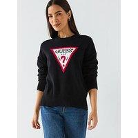 Guess Jeans Long Sleeve Big Triangle Jumper - Black