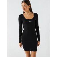 Guess Jeans Ribbed Knit Bodycon Dress - Black