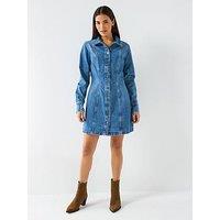 Guess Jeans Seamed Denim Shirt Dress - Blue