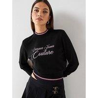 Versace Jeans Couture Logo Embroidered Knit Top - Black