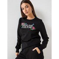 Versace Jeans Couture Logo Roses Sweatshirt - Black